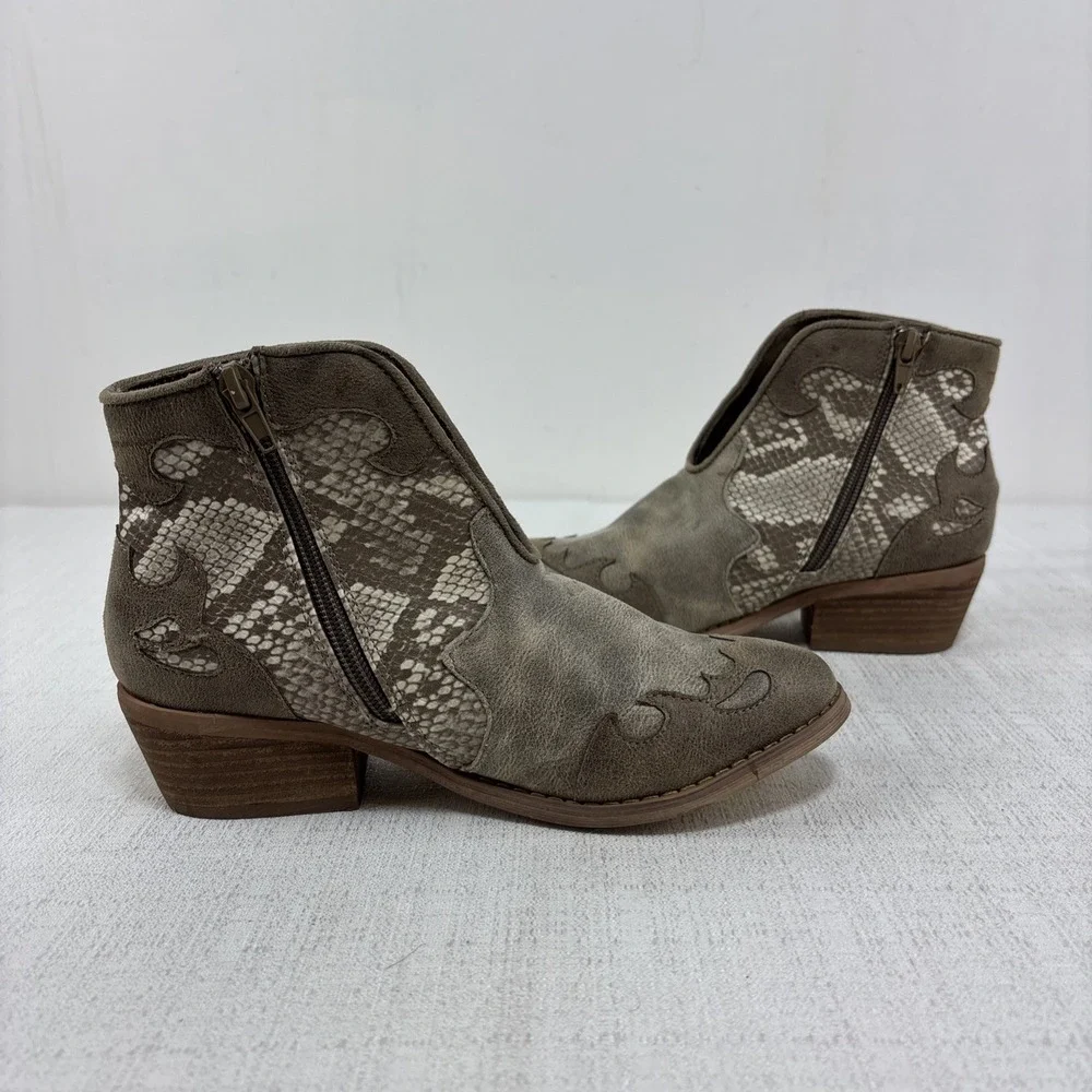 Very G Women's Snakeskin and Faux Leather Ankle Bootie Cowgirl Festival‎ Size 6